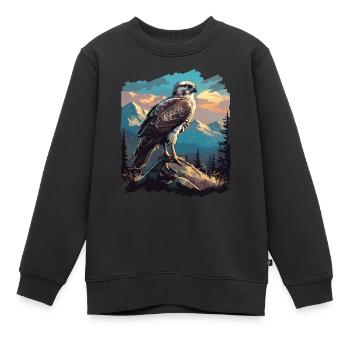 Falken Falke - Kinder Premium Organic Sweatshirt - Schwarz - Vorne - AI Model Kid Female (0cm)