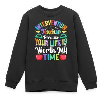 Enseignant d’intervention, Spécialiste de l’intervention - Sweat Premium enfant bio - noir - Devant - AI Model Kid Female (0cm)