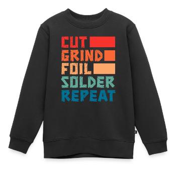 Cut Grind Foil Solder Repeat Stained Glass Artist - Kinder Premium Organic Sweatshirt - Schwarz - Vorne - AI Model Kid Female (0cm)