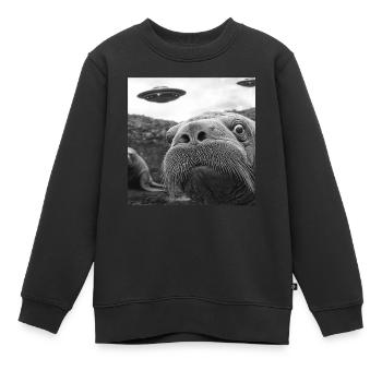 Walross - Kinder Premium Organic Sweatshirt - Schwarz - Vorne - AI Model Kid Female (0cm)