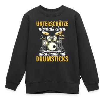 Batteur Batteur Percussion Musiciens - Sweat Premium enfant bio - noir - Devant - AI Model Kid Female (0cm)