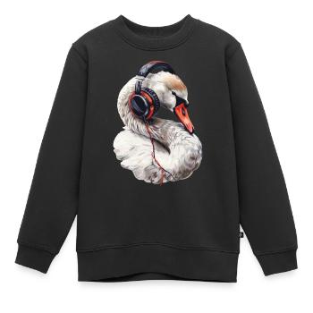 Schwan - Kinder Premium Organic Sweatshirt - Schwarz - Vorne - AI Model Kid Female (0cm)