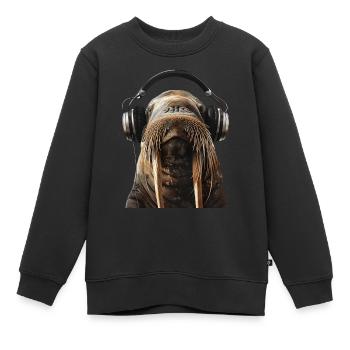 Walross - Kinder Premium Organic Sweatshirt - Schwarz - Vorne - AI Model Kid Female (0cm)