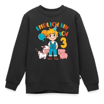 3 Years Farmer Finally 3 Boy Birthday Motif - Kids Premium Organic Sweatshirt - black - Front - AI Model Kid Female (0cm)
