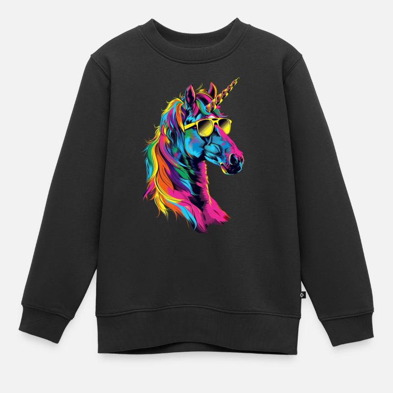 Einhorn - Kinder Premium Organic Sweatshirt - Schwarz