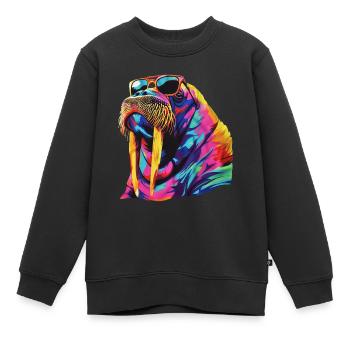 Walross - Kinder Premium Organic Sweatshirt - Schwarz - Vorne - AI Model Kid Female (0cm)
