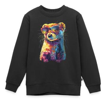 Wiesel - Kinder Premium Organic Sweatshirt - Schwarz - Vorne - AI Model Kid Female (0cm)