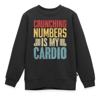 Zahlen knacken ist mein Cardio-Retro lustig - Kinder Premium Organic Sweatshirt - Schwarz - Vorne - AI Model Kid Female (0cm)