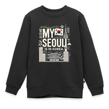 Mein Seoul ist in Korea - Kinder Premium Organic Sweatshirt - Schwarz - Vorne - AI Model Kid Female (0cm)