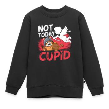 Célibataire & Anti Amour Saint-Valentin Pas aujourd’hui Cupidon - Sweat Premium enfant bio - noir - Devant - AI Model Kid Female (0cm)