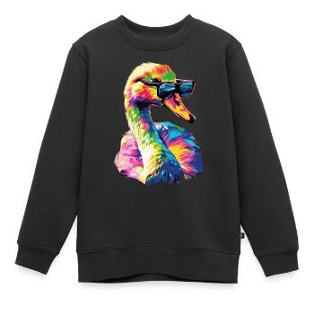Schwan - Kinder Premium Organic Sweatshirt - Schwarz - Vorne - AI Model Kid Female (0cm)