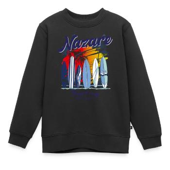 Nazaré, Portugal, Surfeur de l’Atlantique, Surf - Sweat Premium enfant bio - noir - Devant - AI Model Kid Female (0cm)