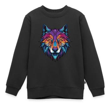 Wolf Portrait - Kinder Premium Organic Sweatshirt - Schwarz - Vorne - AI Model Kid Female (0cm)
