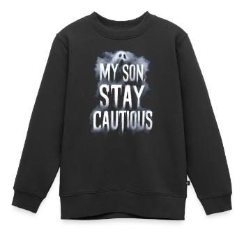 Mon fils reste prudent brouillard fantôme - Sweat Premium enfant bio - noir - Devant - AI Model Kid Female (0cm)