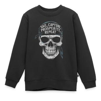 Piratensegel erobern Souveränität Wiederholung - Kinder Premium Organic Sweatshirt - Schwarz - Vorne - AI Model Kid Female (0cm)