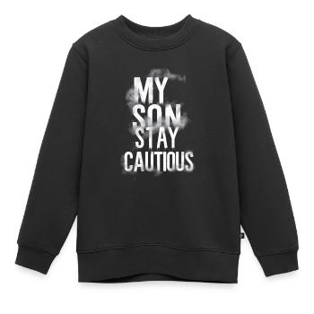 Mon fils reste prudent - Sweat Premium enfant bio - noir - Devant - AI Model Kid Female (0cm)