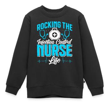 Contrôle des infections chez les soignants - Sweat Premium enfant bio - noir - Devant - AI Model Kid Female (0cm)
