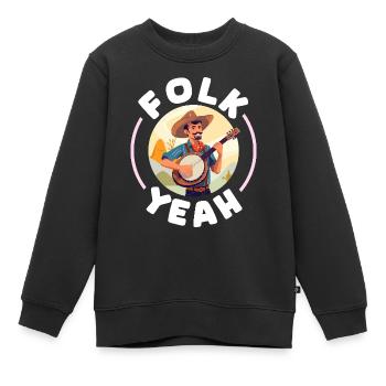 Folk Yeah American Folk Music Banjo Player - Kinder Premium Organic Sweatshirt - Schwarz - Vorne - AI Model Kid Female (0cm)