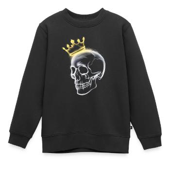 crâne avec une vue latérale de la couronne - Sweat Premium enfant bio - noir - Devant - AI Model Kid Female (0cm)