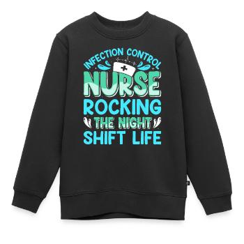 Contrôle des infections chez les soignants - Sweat Premium enfant bio - noir - Devant - AI Model Kid Female (0cm)