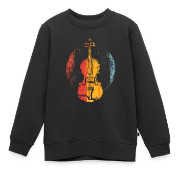Violon Style BD - Sweat Premium enfant bio - noir - Devant - AI Model Kid Female (0cm)