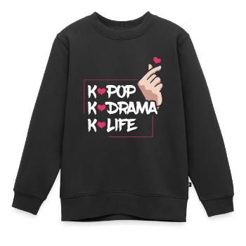 K-Pop K-Drama K-Life Enthousiasme - Sweat Premium enfant bio - noir - Devant - AI Model Kid Female (0cm)