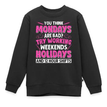 Contrôle des infections chez les soignants - Sweat Premium enfant bio - noir - Devant - AI Model Kid Female (0cm)