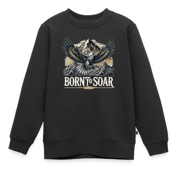 Montagnes, Nature et Aigle Né Pour S’Envoler - Sweat Premium enfant bio - noir - Devant - AI Model Kid Female (0cm)