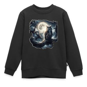 EULE BEI NACHT - Kinder Premium Organic Sweatshirt - Schwarz - Vorne - AI Model Kid Female (0cm)