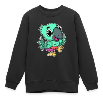 Perroquet mignon mignon - Sweat Premium enfant bio - noir - Devant - AI Model Kid Female (0cm)