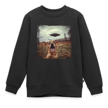 Drôle de chien Selfie Ufo Meme Gift - Sweat Premium enfant bio - noir - Devant - AI Model Kid Female (0cm)
