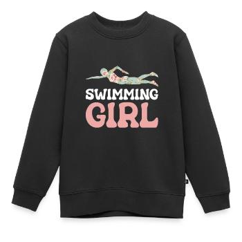 Schwimmen Mädchen Meer Schwimmer - Kinder Premium Organic Sweatshirt - Schwarz - Vorne - AI Model Kid Female (0cm)