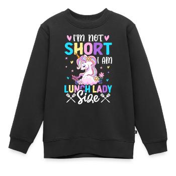 Je ne suis pas petite, je suis la dame du déjeuner - Sweat Premium enfant bio - noir - Devant - AI Model Kid Female (0cm)