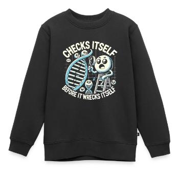 Kontrolliert sich selbst, bevor es sich selbst - Kinder Premium Organic Sweatshirt - Schwarz - Vorne - AI Model Kid Female (0cm)