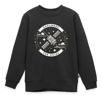 ERKUNDEN SIE DIE LÜFTE - Kinder Premium Organic Sweatshirt - Schwarz - Vorne - AI Model Kid Female (0cm)