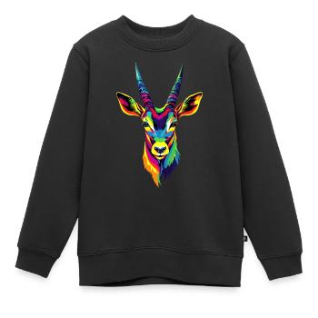 Antilope, Koudou, Gazelle, Afrique, Serengeti, Antilope - Sweat Premium enfant bio - noir - Devant - AI Model Kid Female (0cm)