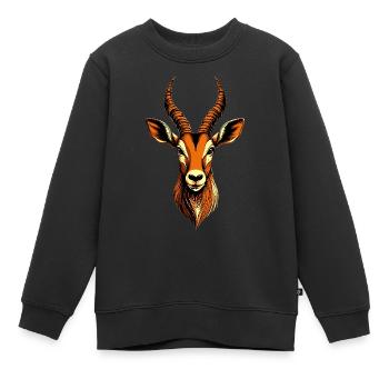 Antilope, Koudou, Gazelle, Afrique, Serengeti, Antilope - Sweat Premium enfant bio - noir - Devant - AI Model Kid Female (0cm)