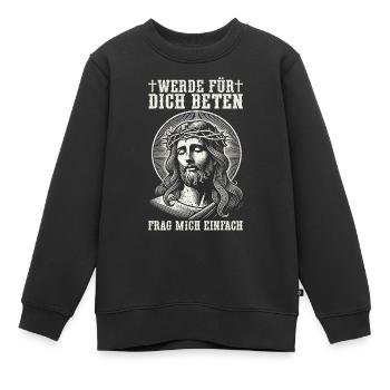 Service d’adoration des croyants catholiques chrétiens de Jésus - Sweat Premium enfant bio - noir - Devant - AI Model Kid Female (0cm)
