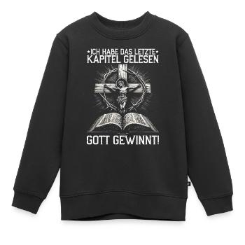 Service d’adoration des croyants catholiques chrétiens de Jésus - Sweat Premium enfant bio - noir - Devant - AI Model Kid Female (0cm)