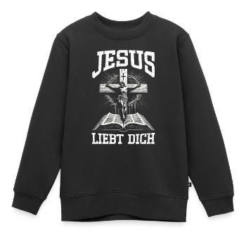 Service d’adoration des croyants catholiques chrétiens de Jésus - Sweat Premium enfant bio - noir - Devant - AI Model Kid Female (0cm)