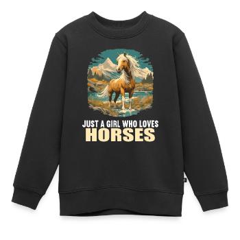 Chevaux Cheval - Sweat Premium enfant bio - noir - Devant - AI Model Kid Female (0cm)