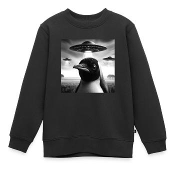 Kaiserpinguin Lustiges Grafik-Selfie mit UFOs Wei - Kinder Premium Organic Sweatshirt - Schwarz - Vorne - AI Model Kid Female (0cm)
