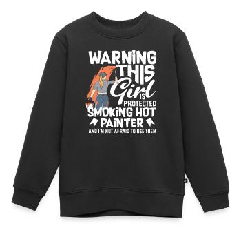 Attention à cette fille peintre chaude - Sweat Premium enfant bio - noir - Devant - AI Model Kid Female (0cm)