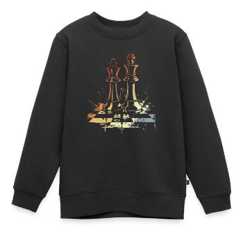 Uitstekend schaken - Kinder Premium sweater biologisch - zwart - Voor - AI Model Kid Female (0cm)