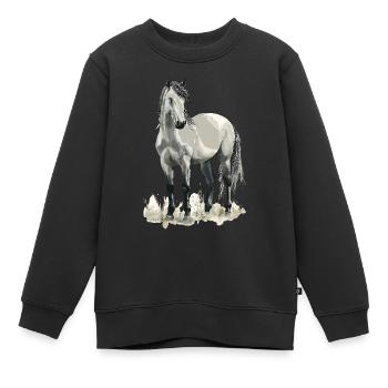 Cheval Chevaux Équitation Cavalier - Sweat Premium enfant bio - noir - Devant - AI Model Kid Female (0cm)