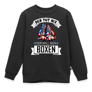 Der tut nix der will nur Boxen lustiges Geschenk - Kinder Premium Organic Sweatshirt - Schwarz - Vorne - AI Model Kid Female (0cm)