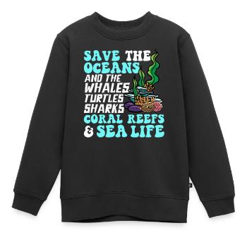 Rettet die Ozeane Korallenriffe Meeresleben - Kinder Premium Organic Sweatshirt - Schwarz - Vorne - AI Model Kid Female (0cm)