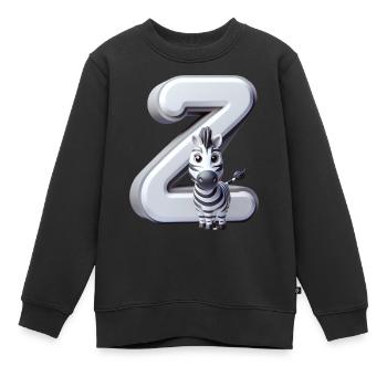 Zebra auf dem Buchstaben Z - Kinder Premium Organic Sweatshirt - Schwarz - Vorne - AI Model Kid Female (0cm)