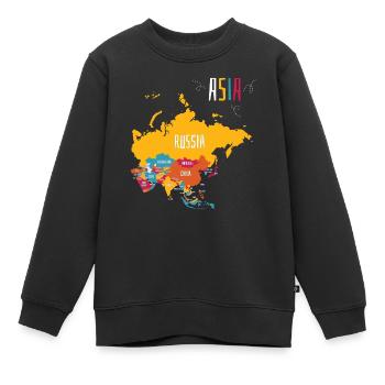 Carte colorée de l’Asie - Sweat Premium enfant bio - noir - Devant - AI Model Kid Female (0cm)