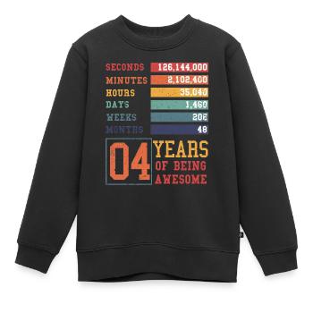 4 ans ! Cadeau d’anniversaire pour 4 ans - Sweat Premium enfant bio - noir - Devant - AI Model Kid Female (0cm)